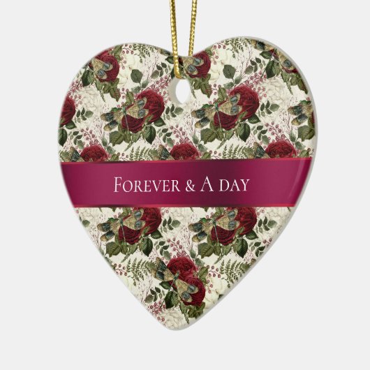 Crème Libellen en Rozen Keramisch Ornament (Links)