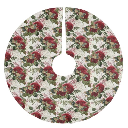 Crème Libellen en Rozen Kerstboom Rok (Voorkant)