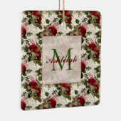 Crème Libellen en Rozen Monogram Keramisch Ornament (Rechts)