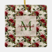 Crème Libellen en Rozen Monogram Keramisch Ornament (Voorkant)