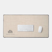 Crème Lin Beige Texture Minimal Élégant Monogramme (Clavier et souris)