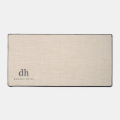 Crème Lin Beige Texture Minimal Élégant Monogramme (Recto)