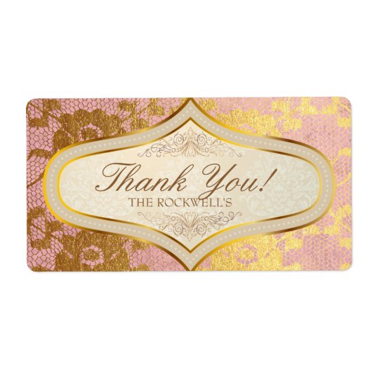 Crème Mariage en or rose Étiquette Merci (Devant)