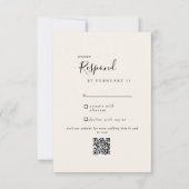 Crème Mariage moderne QR Code RSVP (Devant)