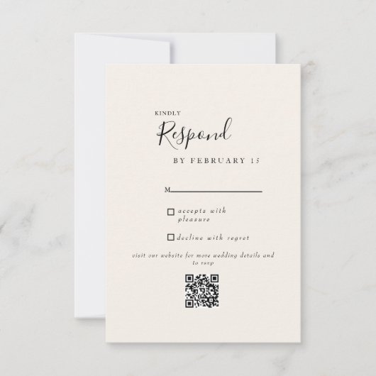 Crème Mariage moderne QR Code RSVP (Devant)