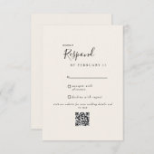 Crème Mariage moderne QR Code RSVP (Devant / Derrière)