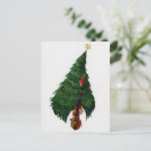  crème met kerstboom briefkaart (Staand voorkant)