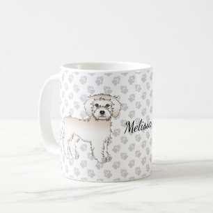 Crème Mini Goldendoodle Cartoon Hond & Naam Koffiemok