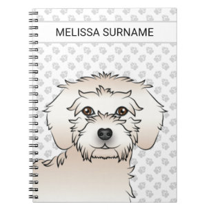 Crème Mini Goldendoodle Cartoon Hond & Tekst Notitieboek