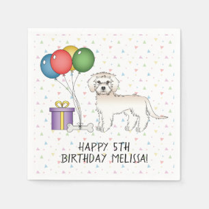 Crème Mini Goldendoodle Schattige Cartoon Hond Ver Servet