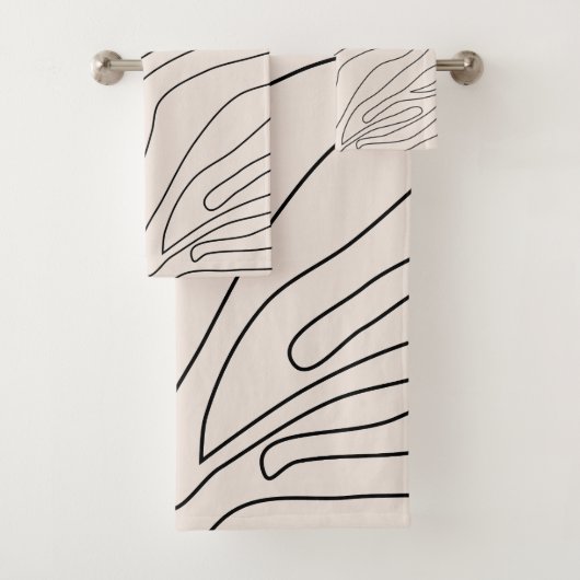 Crème minimaal Abstracte lijnen Bad Handdoek (Insitu)