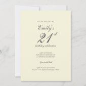 Crème Minimaliste 21ème anniversaire Invitation de (Devant)
