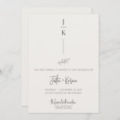 Crème minimaliste Faire-part de mariage botanique (Devant / Derrière)