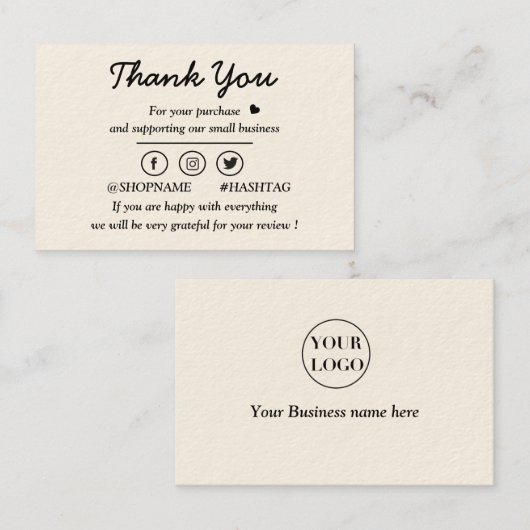 Crème moderne et Carte de visite or (Devant / Derrière)