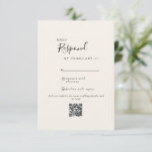 Crème Moderne Huwelijk QR Code RSVP (Staand voorkant)