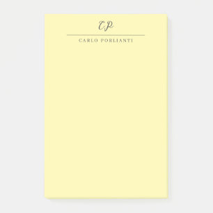 Crème Moderne Monogram Calligrafie Gewone Naam Post-it® Notes