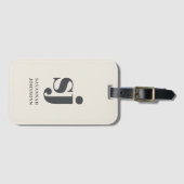 Crème monogram initiaal bagagelabel (Voorkant (horizontaal))