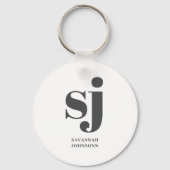 Crème monogram initiaal sleutelhanger (Achterkant)