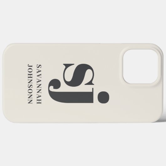 Crème monogram initialen Case-Mate iPhone case (Achterkant (horizontaal))