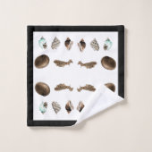 Crème nautique moderne Turquoise coque Salle de ba (Gant de toilette)