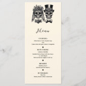 Crème noir & or Vintage squelette Mariage Menu (Devant)