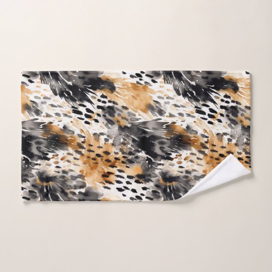 Crème noire blanche léopard animal (Serviette à main)