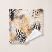 Crème noire sauvage léopard animal (Gant de toilette)