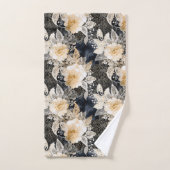 Crème noire sauvage Léopard Animal Floral (Serviette à main)