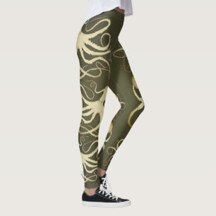 Crème Octopus op Army Green - Leggings