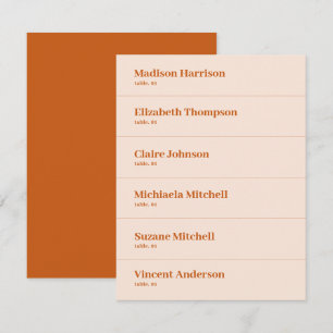 Crème Orange Retro Boho Mariage Carte Place do-it-