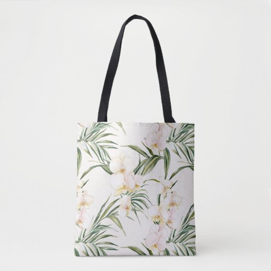 Crème Orchidee Bloemen Draagtas (Voorkant)