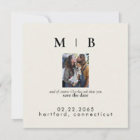 Crème Paar met Pet Foto Wedding Aankondiging
