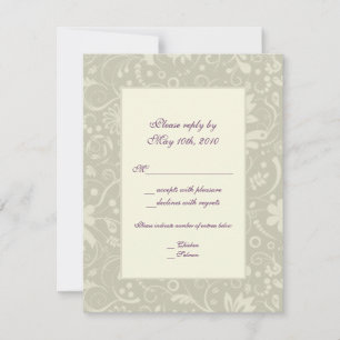 Crème Paisley Huwelijks RSVP Notitie Kaartje
