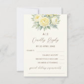 Crème Peony Jaune Roses Mariage Floral Carte RSVP (Devant)