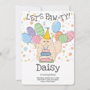 Crème Perzische Kat Longhair Verjaardagsfeest Kaart