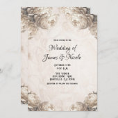 Crème Pioenbloemen rustieke bruiloft Kaart (Voorkant / Achterkant)
