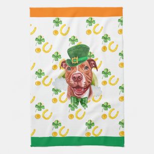 Crème Pitbull Vakantiehuis Decoratie St. Patrick's Theedoek