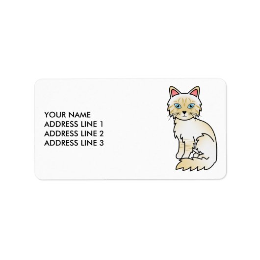 Crème Point Tabby Birman/Ragdoll Kat & Aangepaste Etiket (Voorkant)