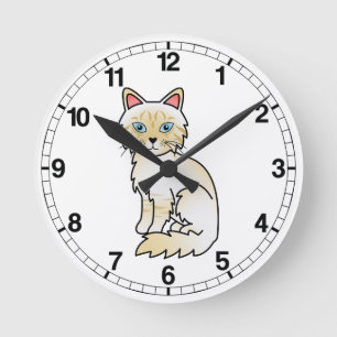 Crème Point Tabby Birman / Ragdoll Kat Ronde Klok
