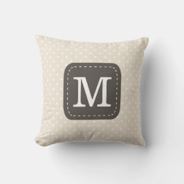 Crème Polka Dot Patroon met Custom Monogram Kussen