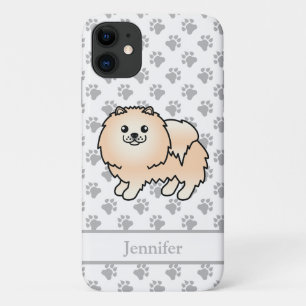 Crème Pomeranian Lieve Cartoon Hond & Naam iPhone 11 Hoesje