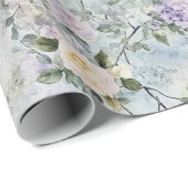 Crème Purple Flowers Cadeaupapier (Rol Hoek)