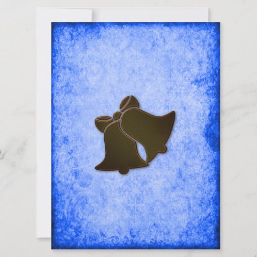 Crème Ribbon over blauwe bruiloft Kaart (Achterkant)