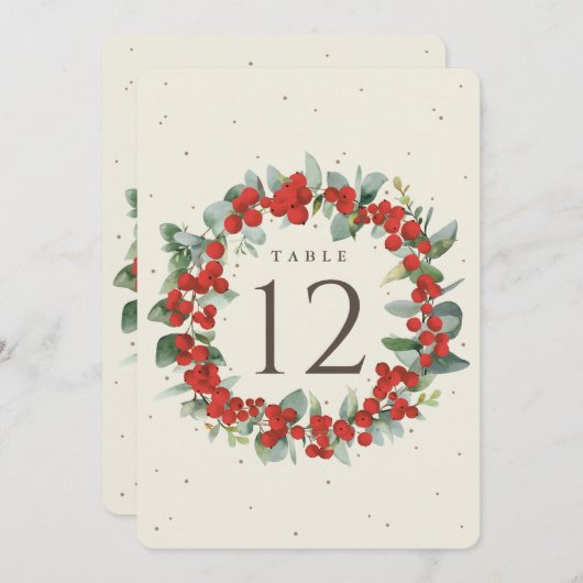 Crème Rode Berry + Eucalyptus Kersttafel nummer (Voorkant / Achterkant)