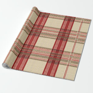 Crème Rood Bruin Knus Gebreid Tartan Plaid Cadeaupapier