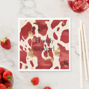 Crème Rood Goud Western Koeienhuid Servet