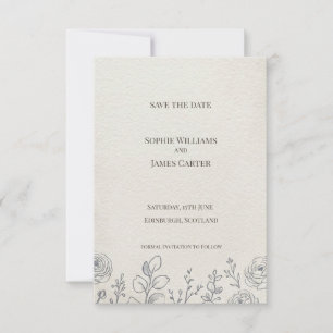 Crème Roos Lijn Kunst Save the Date Kaart