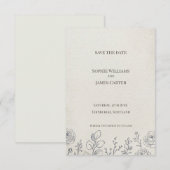 Crème Roos Lijn Kunst Save the Date Kaart (Voorkant / Achterkant)