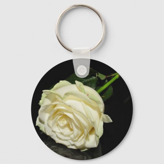 Crème Roos Sleutelhanger (Voorkant)