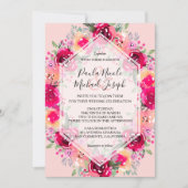 Crème rose Aquarelle Floral Mariages Invitations (Devant)